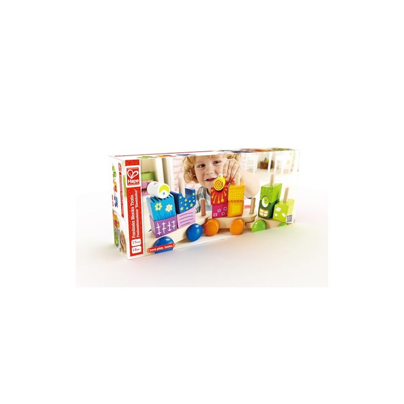 Hape Fantasia Building Blocks Toddler Push and Pull Train Set