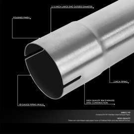 16 Pcs 2.0 In. OD DIY Custom Exhaust Kit Mandrel Bend Tubing 16 Gauge Straight Pipe 45 90 180 Degree U-Bend Pipes Stainless Steel Slip-Fit Design Tube Universal Fit