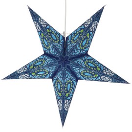 GURU SHOP Foldable Advent Luminous Paper Star, Christmas Star 60 cm - Sunda Blue, Paper Stars 60 cm