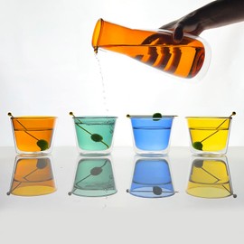 Cloudnola Double Wall Insulated Carafe, Amber Orange, 34oz For Both Hot and Cold Beverages, Handblown Borosilicate Glass Pitcher