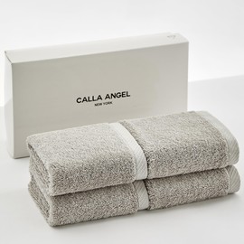Calla Angel New York Hand Towels, Premium Luxury Cotton, 100% Egyptian Cotton, High Absorbency, Thick and Soft, Hotel-Grade, Boxed, Gift, Aqua Series, 6 Color Options (Hand Towels, Set of 4, Gray)