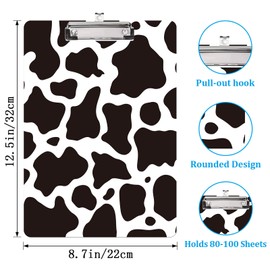 Cute Cow Print Clipboard A4 Letter Size Plastic Decorative Clipboards for Teacher,Nurse Doctor Student and Kid Cute Design for Standard Size 12.5 x 8.7
