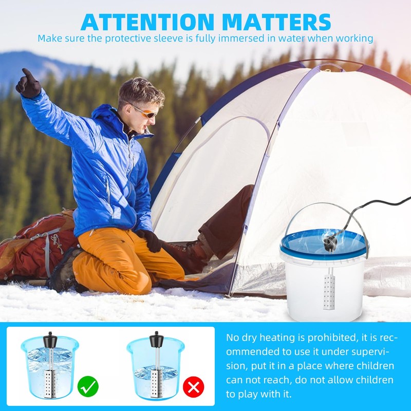 YOUTHTXY 2000W Immersion Water Heater, Designed for Mini Inflatable Pools