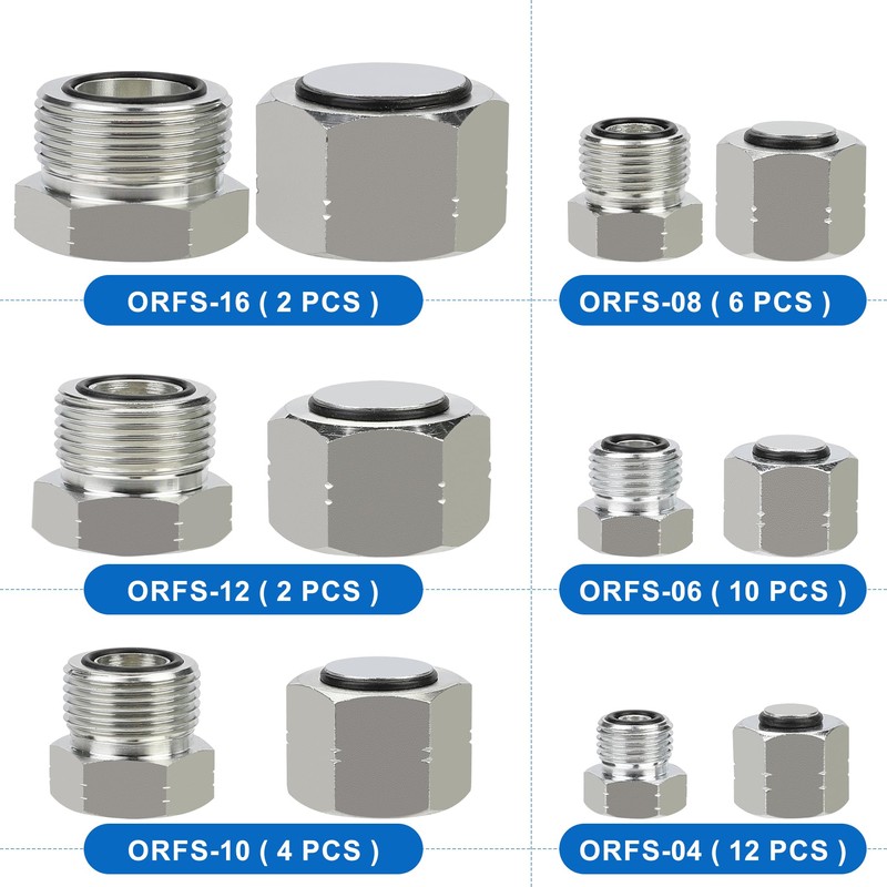 ANCIMOON 72PCS ORFS Flat Face Seal Cap and Plug Kit,