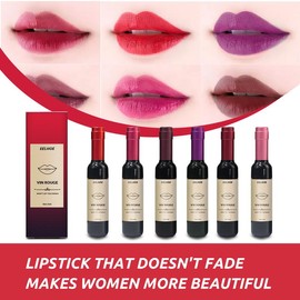 EELHOE Vin Rouge Lip Tint, Portable Waterproof Non-Fading Moisturizing Red Wine Bottle Lip Glaze Glossy Lipbalm Lipgloss Lipstick  Makeup Hydrating - Color: Rose red