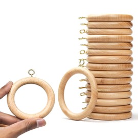 Premium Wooden Curtain Rings for Door and Window Decoration, 24 Pieces | Wood Drapery Rod Rings | Inner Dia 1.75 Inch and Outer Dia 2.5 Inch (Beech Wood)