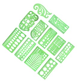 DOITOOL 11pcs Geometric Drawing Template Set Plastic Ruler Stencils for DIY Art Design and Architecture Lightweight Measuring Tools for Students and Professionals
