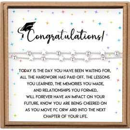 JoycuFF Graduation Gifts for Her 2025, Graduation Bracelets, 5th 8th Grade High College Masters Degree Gifts for Women Friend Daughter Sister Granddaughter