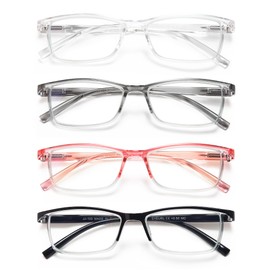 EYEURL 4 Pack Reading Glasses for Women Blue Light Blocking Square Stylish Computer Readers For Men With Spring Hinges Anti UV Ray Eyeglasse.2.75