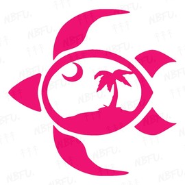 NBFU Decals Tropical Palm Trees Sea Turtle 1 (Pink) (Set of 2) Premium Waterproof Vinyl Decal Stickers for Laptop Phone Accessory Helmet Car Window Bumper Mug Tuber Cup Door Wall Decoration