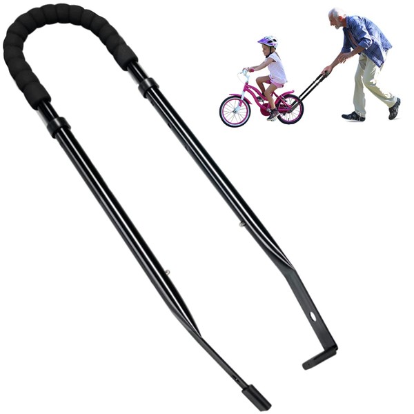 HandSonic Children Bike Training Handle Bicycle Accessories for Kids, Bike Balance Push Bar for Kids, Safety Trainer Handle for Toddler Bike (Black)