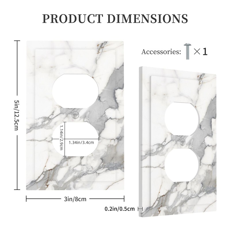 Ukutarly Gray White Marble Outlet Covers Decorative Electrical Wall Plate