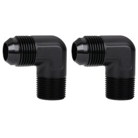 Podavelle 12AN Male Flare to 3/4 NPT Pipe Male 90 Degree Elbow Fitting Adapter Union Aluminum Black, Pack of 2