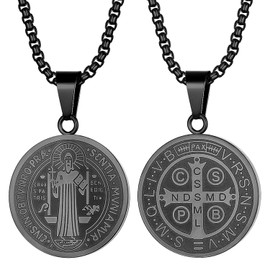 Yonhon St Saint Benedict Medal Necklace San Benito Necklace for Men Women