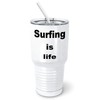PixiDoodle Beach Surfing Life Tumbler with Spill-Resistant Slider Lid and
