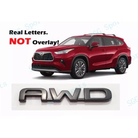 Toyota OEM 1PC Matte Black Rear AWD Badge Letter Emblem Fit For 2020+Toyota Highlander