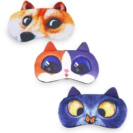 Cute Sleep Mask Women Pack of 3 Sleeping Mask Funny Light Blocking and Breathable Sleep Mask Men's Adjustable Elastic Band Eye Mask for Travel, Naps, Yoga
