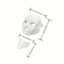 LED Light Facial & Neck Beauty Mask, 1 Set 7 Color Light Facial Care Tool, Professional Facial Beauty Instrument for Home & Salon Use, Facial Machine, Face Roller Massager