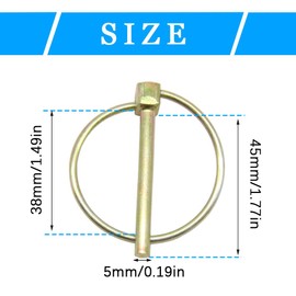 CEEYSEE 5Pcs 5mm Lynch Pin Set,Pin Length 40mm Zinc Plated Carbon Steel Fasteners Safety Pins Lock for Trailers, Tractors，Trolley，Mowers (O.M5X45mm)