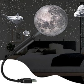 Full Moon Stars Galaxy Projector Night Light, Sharp Moon image Angle Bendable Adjustable shine crisp and bright Moon Atmosphere Projector for Bedroom Wall or Ceiling Decor, Birthday and Christmas Gift