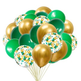 GAKA Green Gold Balloons 12 Inch 50PC Green and Gold Confetti Balloons Mexican Fiesta St. Patrick’s Day Decorations Green Gold Party Decorations