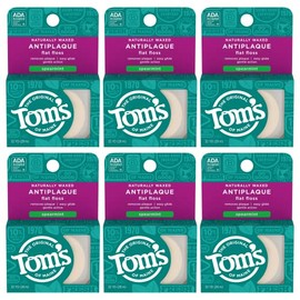 Tom's of Maine Natural Waxed Antiplaque Flat Floss, Spearmint, 32-Yards (Pack of 6)