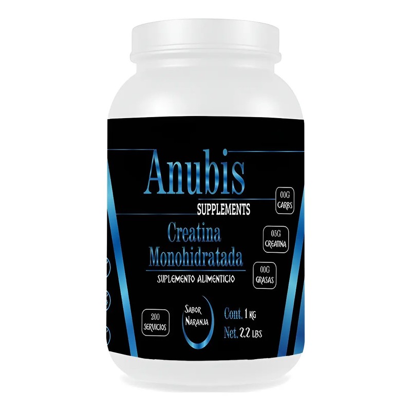 Creatina Monohidratada Anubis 1kg Sabores 200 Servs Naranja