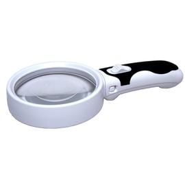 Handheld Magnifying Glass with Bright LED Lights and 5X Illuminated 2 LEDs Ideal for Seniors Maps Ocular Degeneration Jewelry Watch & Computer Repair Detachable Lens