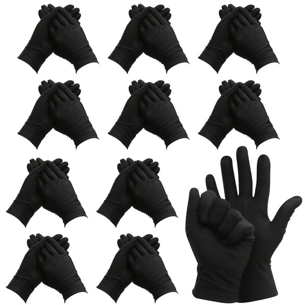 BORISCA 11 Pairs of Cotton Gloves, Black Gloves, Soft Liner