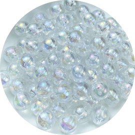 Tingoons 200 PCS 10mm Acrylic Round Beads Clear AB Colors Bubble Spacer Beads Loose Craft Beads for DIY Jewelry Making Bracelet Necklace Earring Ornament Wind Chimes Key Chains(Transparent AB)