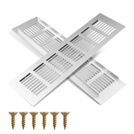 Ventilation Grille Aluminium 80 x 300 mm, Ventilation Grille for Door or Cabinet, Decorative Grille with Screw Holes for Furniture, Kitchen and Fridge for Door Ventilation Grille, Pack of 2