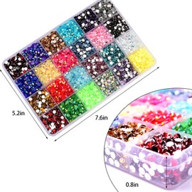 meiguihai 12000PCS Nail Art Rhinestones, + 4 PCS Rhinestone Picker Dotting Pen + 1 Pick up Tweezerflatback Gems for Crafts Clothes Make up Nails Round Rinestone Gems Set for Craft Face Nail Art