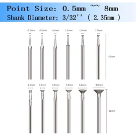 Luo ke 12 Pcs Bowl Shape Diamond Burr Set, 3/32'' Shank Stone Carving Sets Diamond Concave Burr Wire Rounder Bits Fits for Rotary Tools