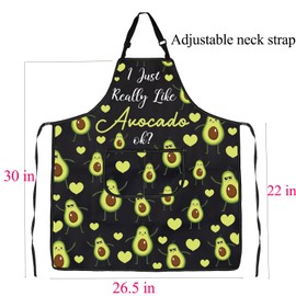 FUSTMW Avocado Kitchen Apron Avocado Gifts for Avocado Lovers Cooking Aprons with Pockets Chef Grilling BBQ Baking Apron (Avocado Apron)