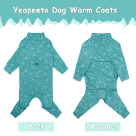 Dog Coats Autumn Winter Jumpsuit for Large Medium Dogs, Warmer Recovery Suit Polar Fleece Dog Bodysuit Lightweight Pajamas Pullover Stretchy Onesie Four-Legged Cold Weather Clothes (7XL, Green)