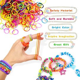 8000+ Loom Rubber Bands Unique Bright Colors DIY Craft Gift Loom Bracelet Refill Kit for Boy and Girl/White