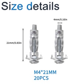 INCREWAY Wall Anchor, 20 Pcs M4×21 Heavy Duty Zinc Plated Steel Molly Bolt Hollow Drive Wall Anchor Screws for Drywall Sheetrock