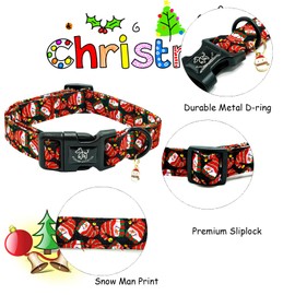 Elegant little tail Christmas Dog Collar, Pet Dog Collar Cotton Soft Snow Man Winter Dog Collars Holiday Collar with Quick Release Buckle Pet Puppy Collar for Small Puppy