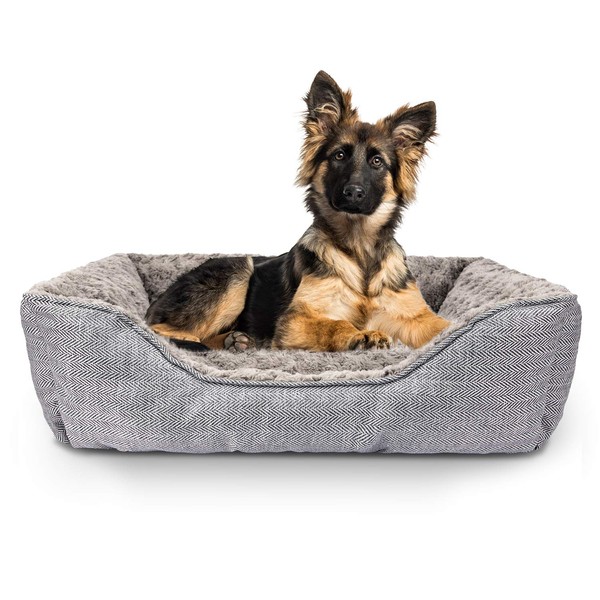 FURTIME Durable Dog Bed for Large Medium Small Dogs Soft Washable Pet Bed Orthopedic Dog Sofa Bed Breathable Rectangle Sleeping Bed Anti-Slip Bottom(30'', Grey)