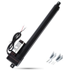 KM-LINEARTECH 32" 440lbs 12V Electric Linear Actuator Long Stroke 32inch 800mm 2000N Speed 0.3"/sec Heavy Duty Waterproof IP65 with Mounting Brackets for Automation, Lift Table, Garage Gate Opener
