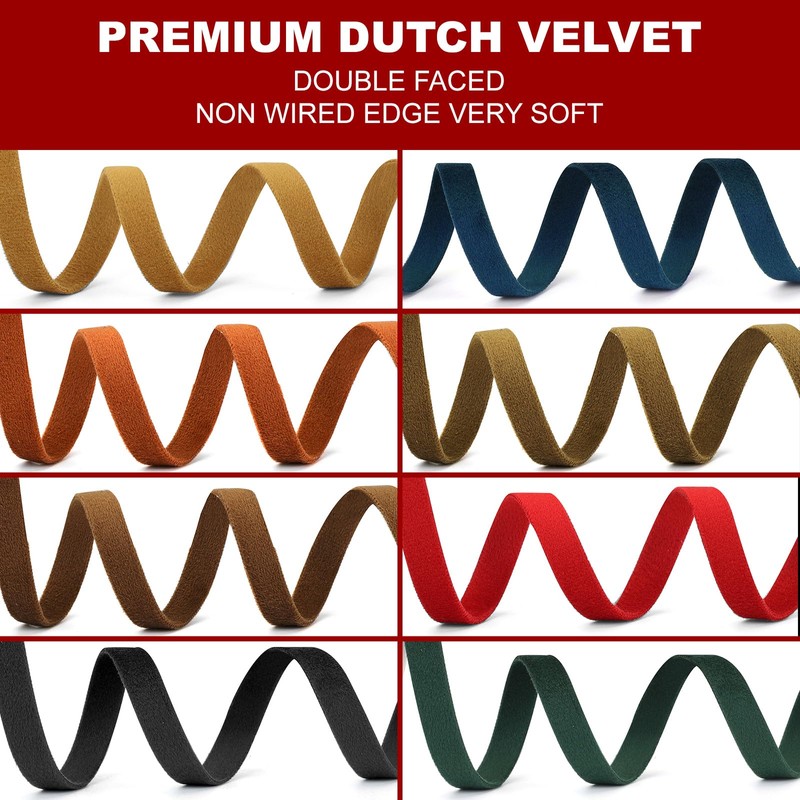 Jeuhoue Antique Gold Velvet Ribbon Double Faced, 1 Inch x