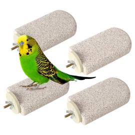 TkoYuHm 4pcs Bird Perch Stands Foot Claws Trimmer Beak Grinding Stone Parrot Climbing Chewing Toys Cage Accessories for Small Medium Birds Budgies Lovebird Conure (Large)