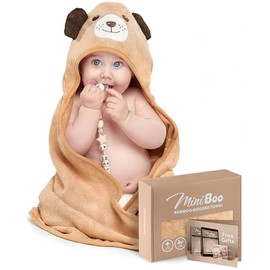 MINIBOO Toallas con Capucha para Bebés Recién Nacidos y Niños Pequeños - Toallas de Baño Súper Suaves para Bebé con Capucha, Viscosa Altamente Absorbente Hecha de Bambú, Toalla con Capucha para Niños