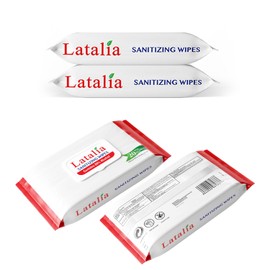 Latalia Hand Wipes Pack of 2| 80% Alcohol Hand Sanitizer Wipes for Hands & Face Moisturizing, Gentle, Convenient and Fragrance Free (20 Counts)