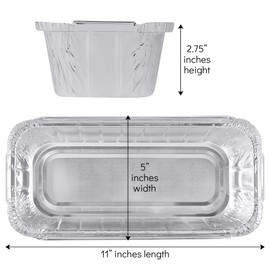 PLASTICPRO [3 Lb 50 Pack Disposable Loaf Pans Aluminum Tin Foil Meal Prep Bakeware - Cookware Perfect for Baking Cakes, Bread, Meatloaf, Lasagna 3 Pound 11'' X 5'' X 2.75''