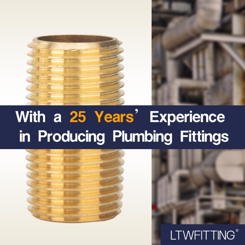 LTWFITTING Brass Pipe 1-1/2" Long Nipple Fitting 1/2 Male NPT