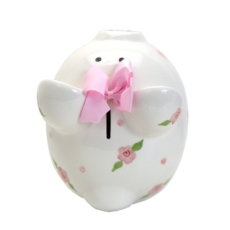 Child to Cherish Ceramic Piggy Bank for Girls, Posies and