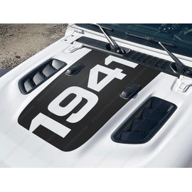 Skull Daddy Graphics 1941 Hood Decal to fit Rubicon Jeep Wrangler Gladiator JL JT 2018-2023 (Matte Black)