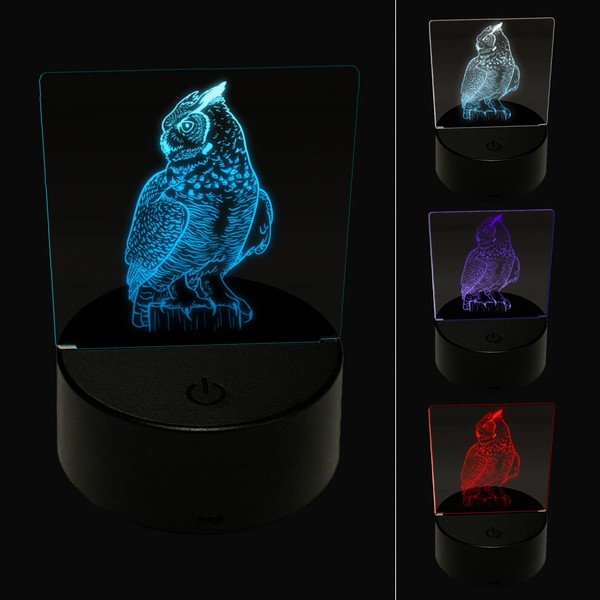 Sniggle Sloth Regal Great Horned Owl 3D Illusion LED Night