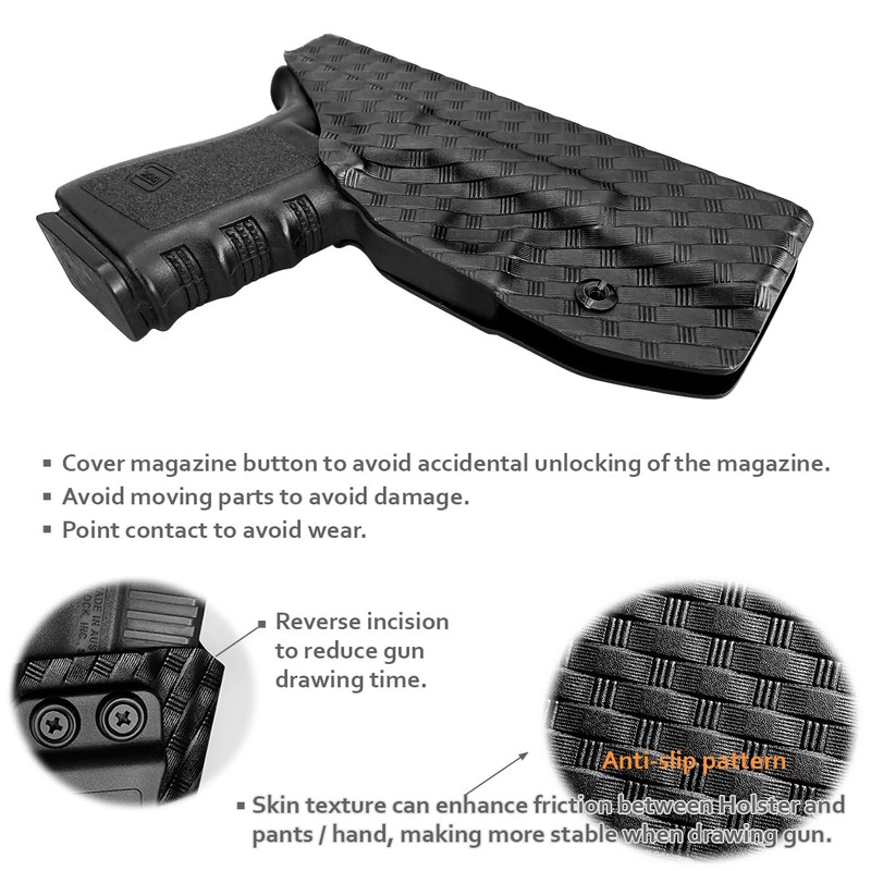 Glock 19 Holster, Carbon Fiber Kydex Holster IWB for Glock